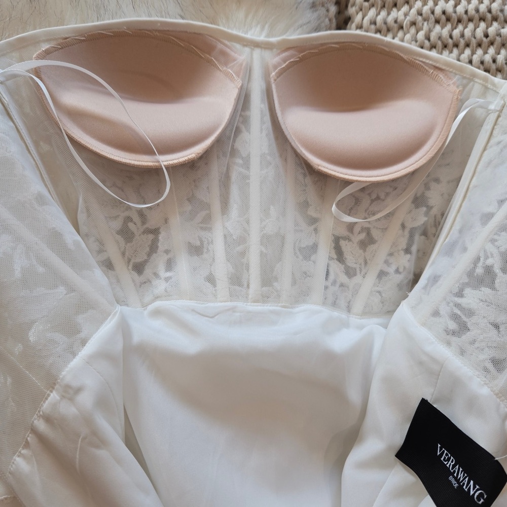 Vera Wang Strapless Hortense White Lace Dress - Picture 15 of 16